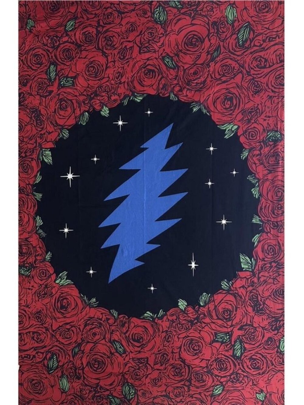 Blue Lightning Bolt Red Roses Grateful Dead Wall Hanging Gift Tapestry 60x90